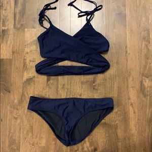 Wrap front bathing suit